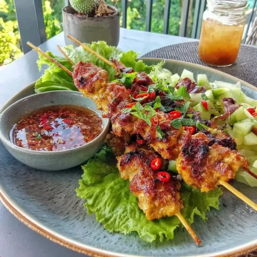 Heerlijke Airfryer Kip met een smaakvolle Satémarinade bereid.