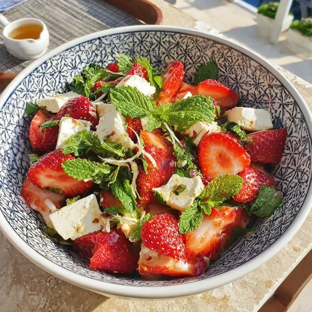 Frisse Aardbeien Salade met Feta en Munt