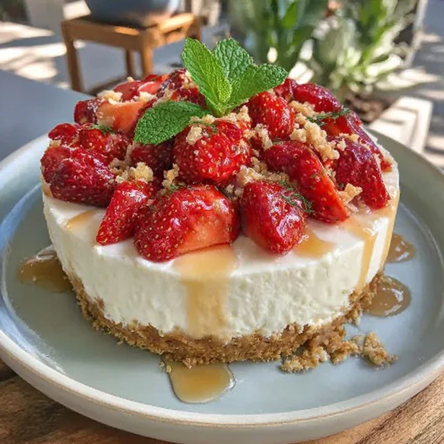 No-Bake Cheesecake met Verse Aardbeien