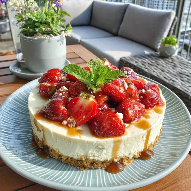 No-Bake Cheesecake met Verse Aardbeien