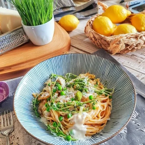 Verfrissende Pasta al Limone met verse erwten